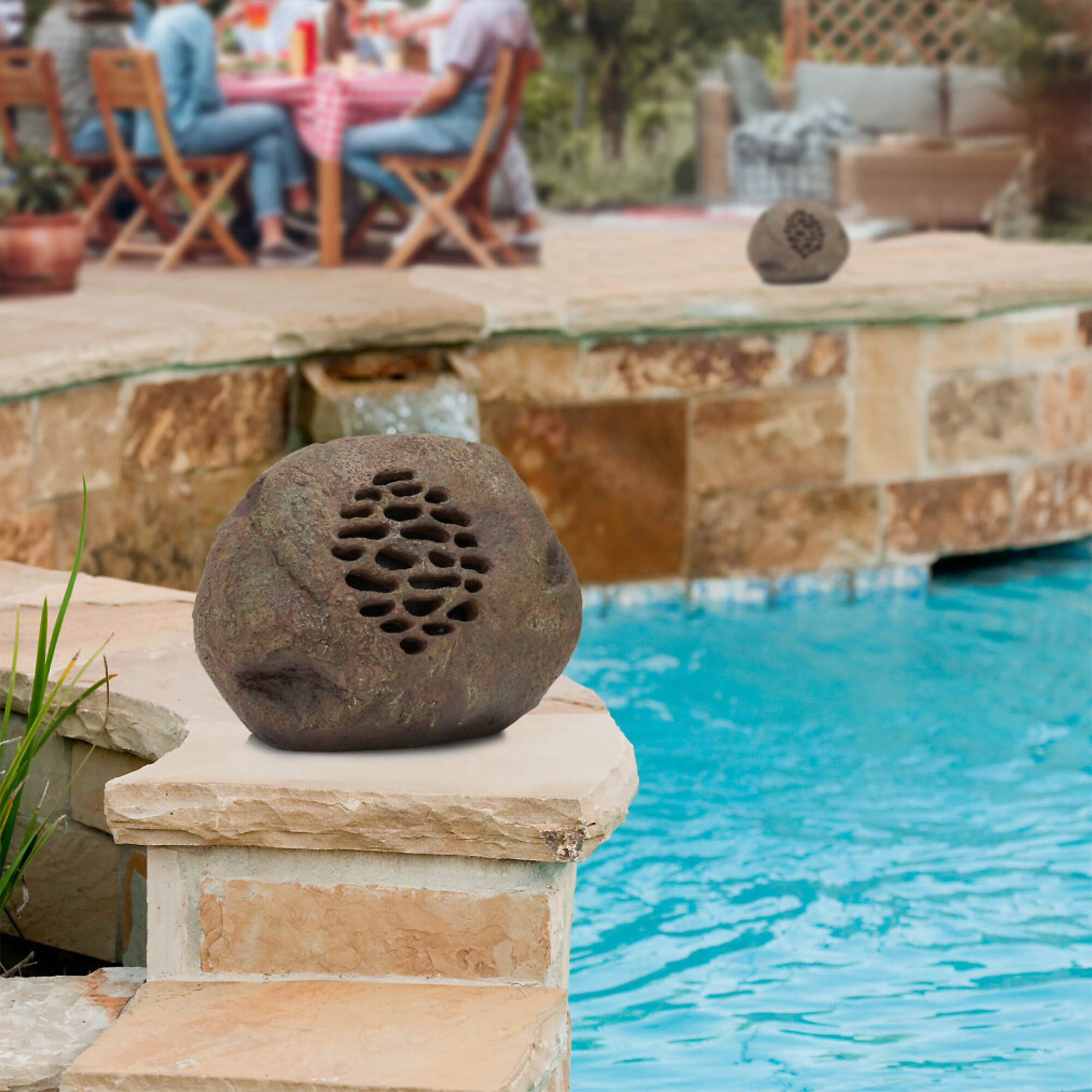 Alpine Corporation, Solar Outdoor Bluetooth Rock Speaker - Set of 2, Model# QLP952SLR-2